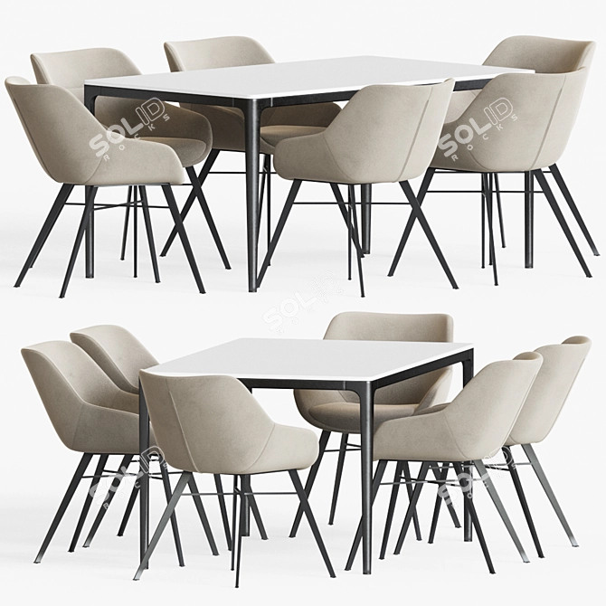 Elegant Dining Set: Luca Chair & Canto Table 3D model image 2