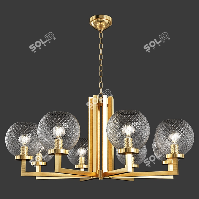 Elegant Brass Luster Fixture 3D model image 3