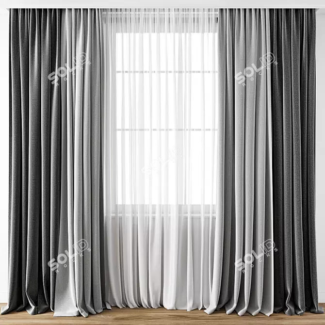 Exquisite Curtain Model - 3ds max & Obj 3D model image 1