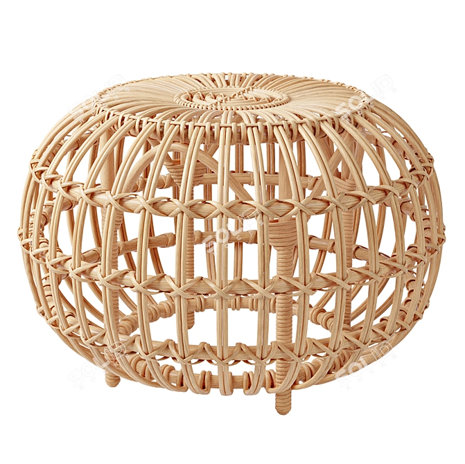 Title: Franco Albini Rattan Ottoman 3D model image 1