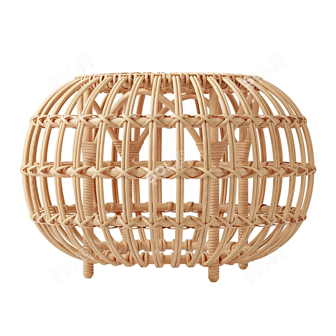 Title: Franco Albini Rattan Ottoman 3D model image 2