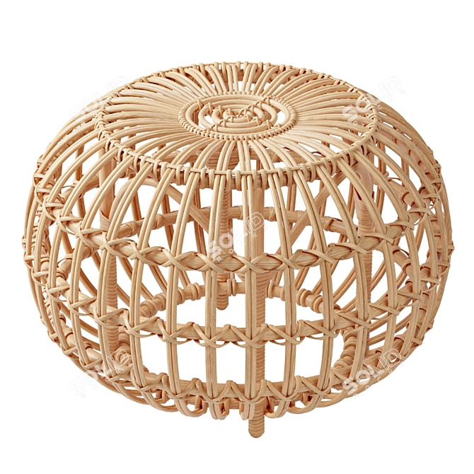 Title: Franco Albini Rattan Ottoman 3D model image 3