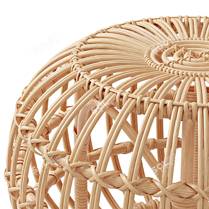 Title: Franco Albini Rattan Ottoman 3D model image 4