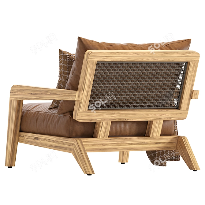 Claude Leather Outdoor Lounge Chair 3D model image 2