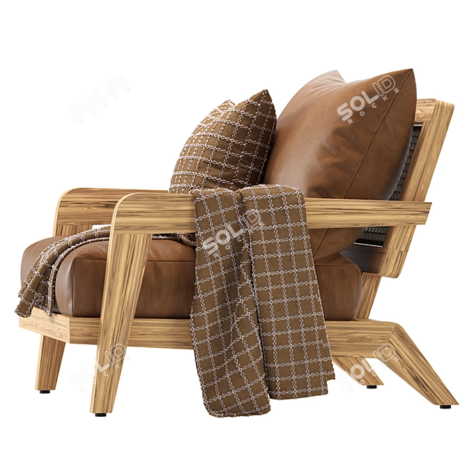 Claude Leather Outdoor Lounge Chair 3D model image 4