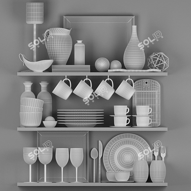 3D Kitchen Accessories Set 3D model image 3