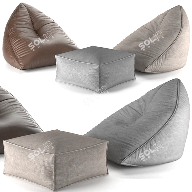 Sail Taupe Pouf: Relaxed Seating 3D model image 1