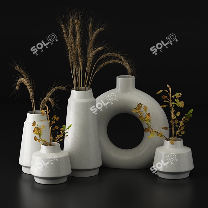 Sleek Ceramic Vases Set 3D model image 1