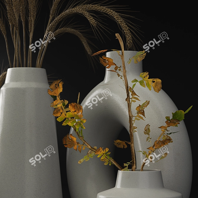 Sleek Ceramic Vases Set 3D model image 2