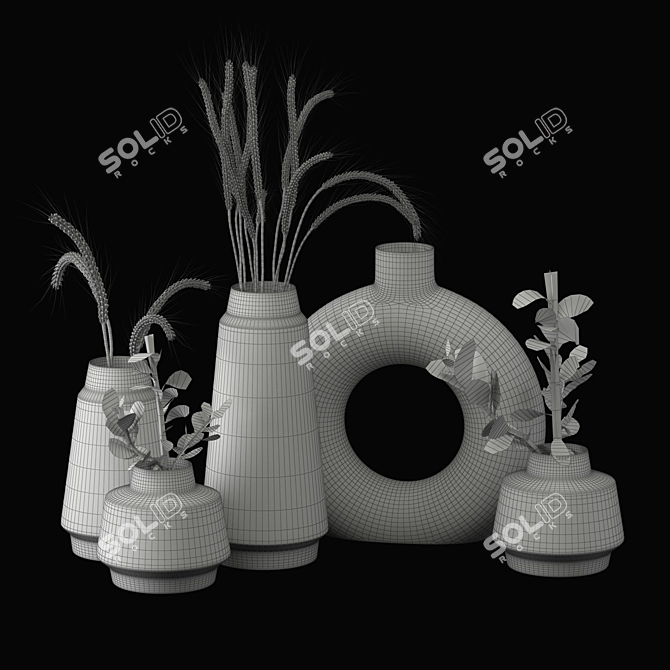 Sleek Ceramic Vases Set 3D model image 3