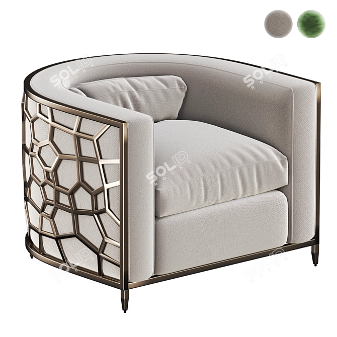 Elegant Golden Curved Chair 3D model image 1