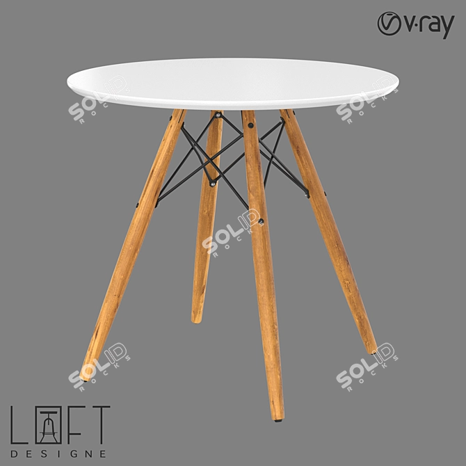 LoftDesigne 332 Table: Stylish Wood and Metal Dining Table 3D model image 1