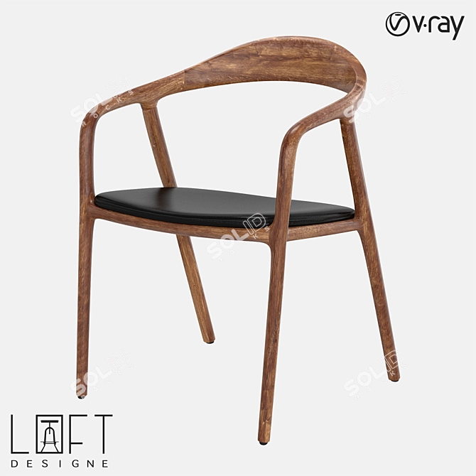 LoftDesigne 2425: Modern Wood & Eco Leather Chair 3D model image 1