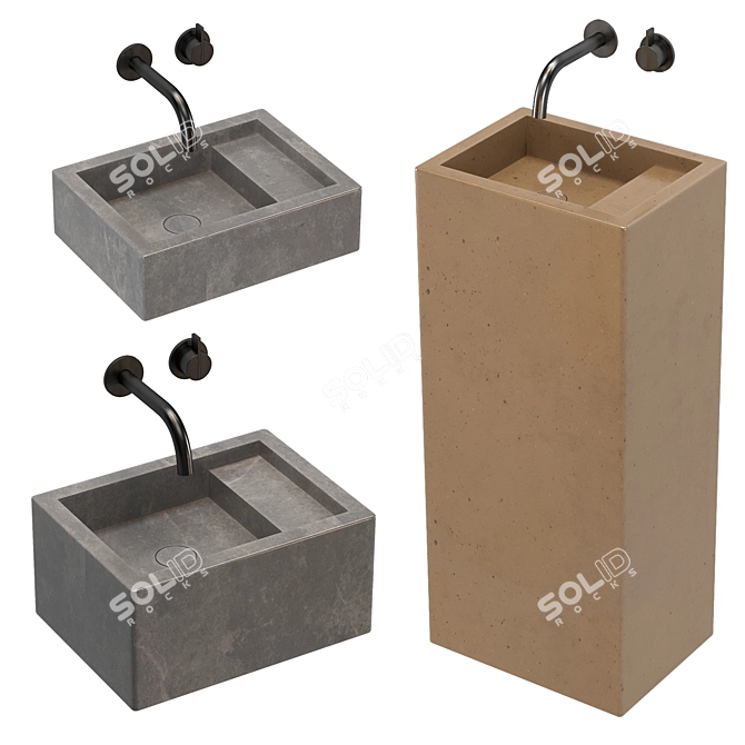 byCOCCON PB Basin 40 - Designer Wash Basin Set 3D model image 4