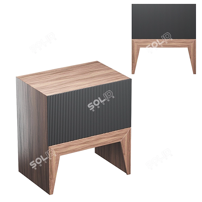 Sleek Gofra Bedside Table 3D model image 1