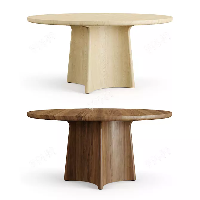 Elegant Button Dining Table 3D model image 1