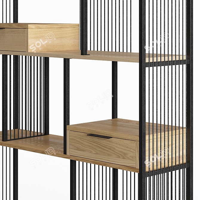 Modena Wood and Steel Shelf 3D model image 3