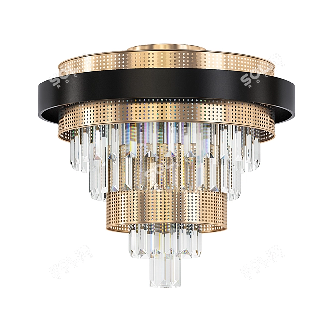 Modern Glass Chandelier with Faceted Pendants 3D model image 1