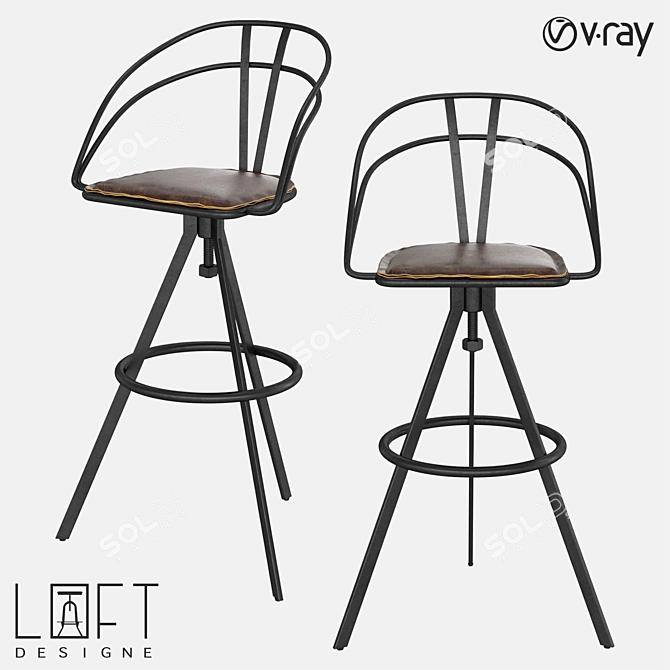 LoftDesign 3531 Metal and Leather Bar Stool 3D model image 1