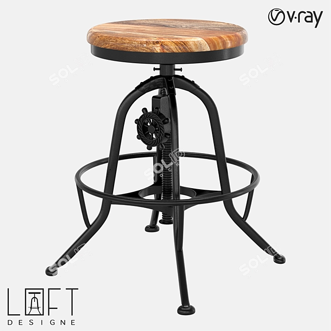 LoftDesign 4037 Adjustable Bar Stool 3D model image 1