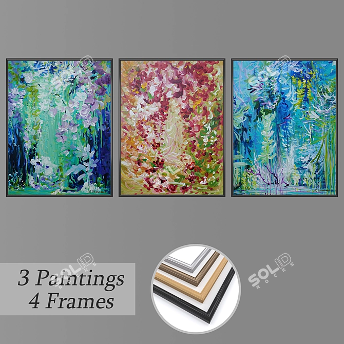 Modern Wall Art Set with Multiple Frame Options 3D model image 1