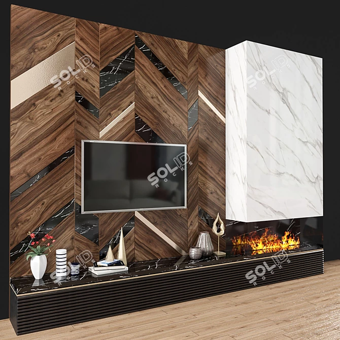 Modern TV Wall Unit 3D model image 2