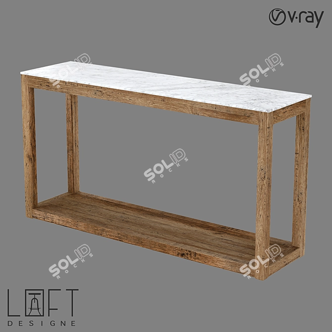 Modern Oak and Marble Console 3D model image 1