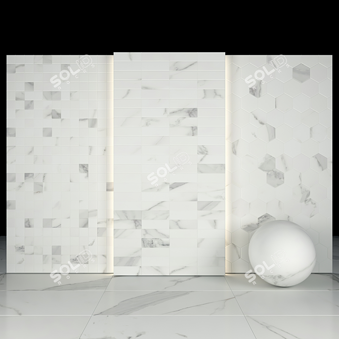 Elegant Afyon White Marble Collection 3D model image 3