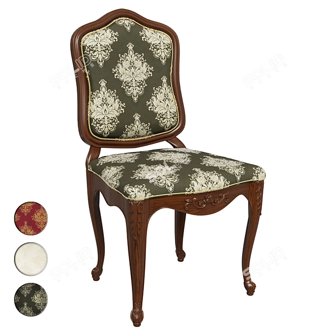 Elegant Carved Chair with Versatile Fabric Upholstery 3D model image 1