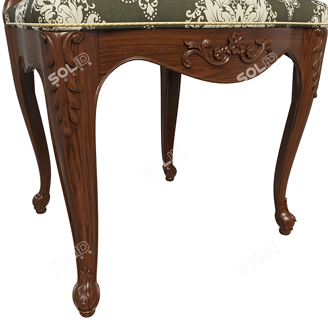 Elegant Carved Chair with Versatile Fabric Upholstery 3D model image 3