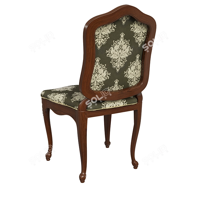 Elegant Carved Chair with Versatile Fabric Upholstery 3D model image 4