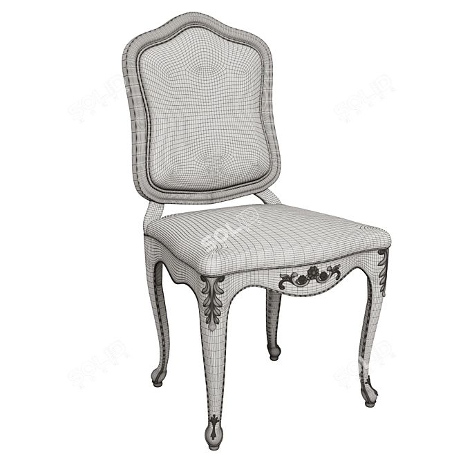 Elegant Carved Chair with Versatile Fabric Upholstery 3D model image 5