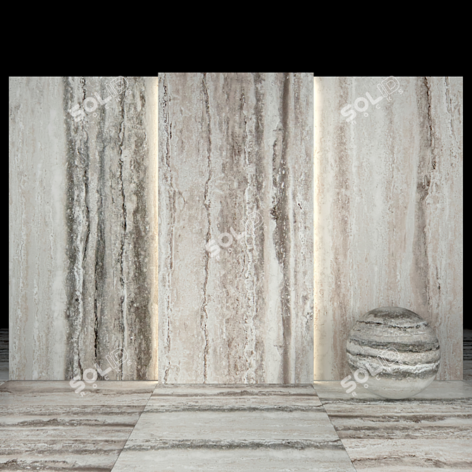 Gray Travertine Marble Tiles 3D model image 2