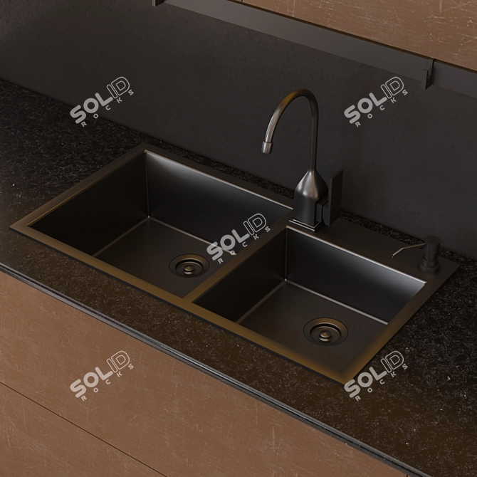 Sleek Kitchen Design: Spline Geometry, Textures & Unwrapping 3D model image 4