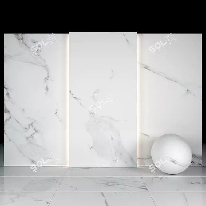 Elegant White Calacatta Marble 3D model image 1