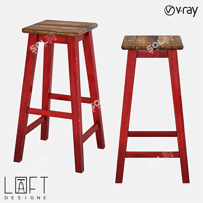 LoftDesigne 36031 Industrial Bar Stool 3D model image 1