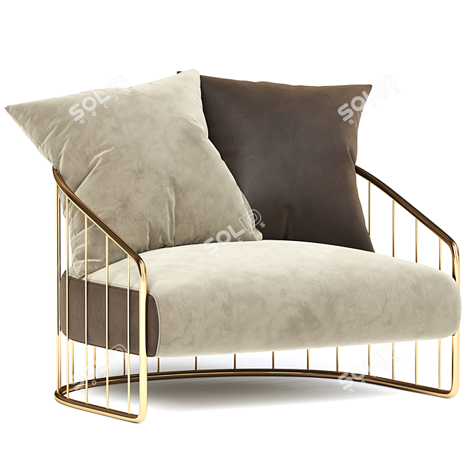 Elegant Charleston Fabric Armchair 3D model image 1