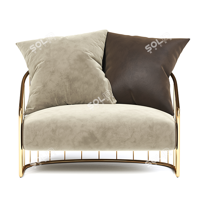 Elegant Charleston Fabric Armchair 3D model image 2