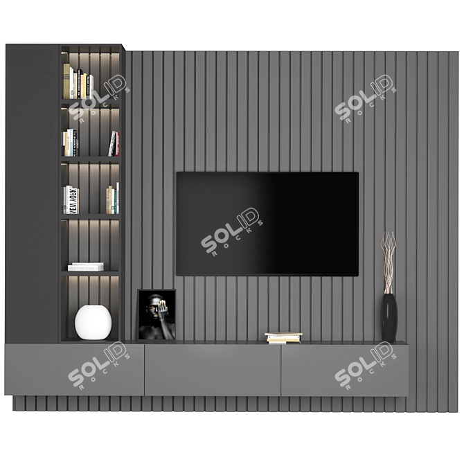 Minimalist TV Wall Unit 3D model image 1