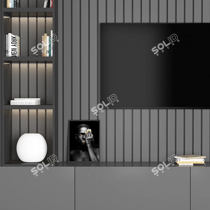 Minimalist TV Wall Unit 3D model image 3