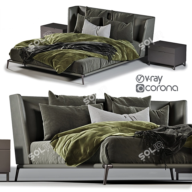 Elegant Comfort: Poliform Bed 3D model image 1