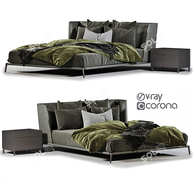 Elegant Comfort: Poliform Bed 3D model image 2