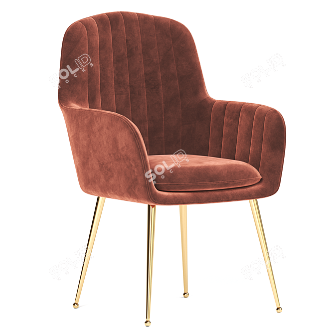 Luxurious Velvet Dining Chairs 3D model image 1