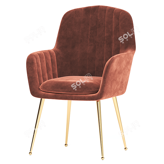Luxurious Velvet Dining Chairs 3D model image 2