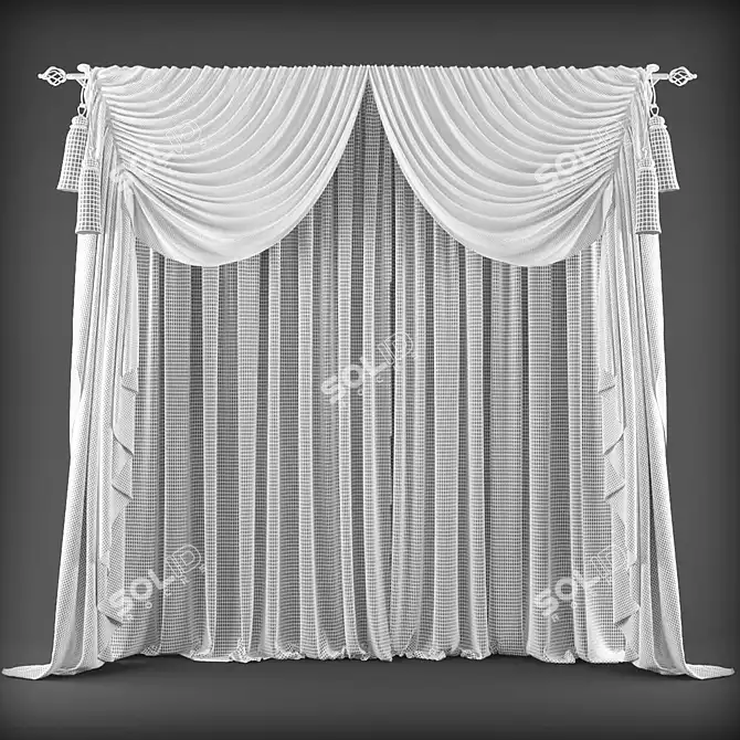 High-Quality Polys & Verts Curtains 3D model image 2