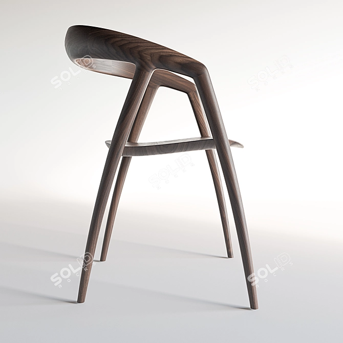 Modern Walnut DC09 Chair 3D model image 2