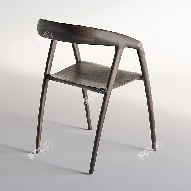 Modern Walnut DC09 Chair 3D model image 3