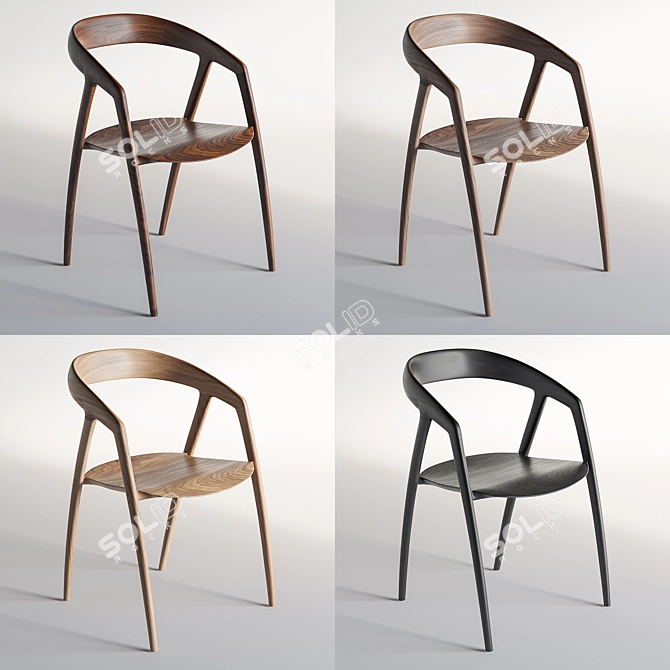 Modern Walnut DC09 Chair 3D model image 11