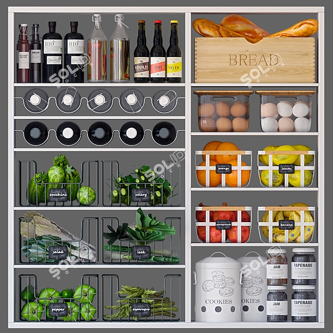  Storage Organizer Set for Kitchen Pantry or Shelves 3D model image 1