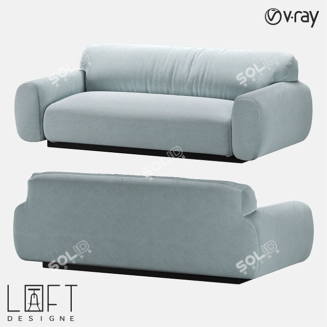 Modern Wood and Fabric Sofa 3D model image 1